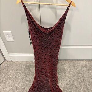 Red and Black Beaded Scala Dress